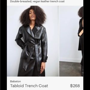 Aritzia Babaton Black Leather Trench Coat